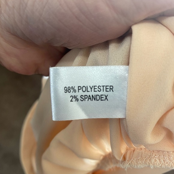 Boston Proper Drape Front Wrap Blouse Plunge Neck Top Peach Biscotti 8 $79 - Picture 6 of 7